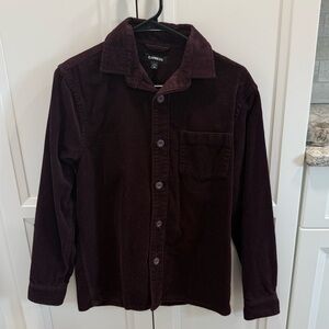 Express maroon corduroy shirt jacket